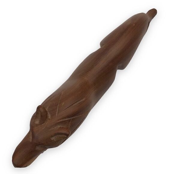 Vintage Hand Carved Hardwood Decorative Lions Big Cats Pair (2) - Picture 11 of 16